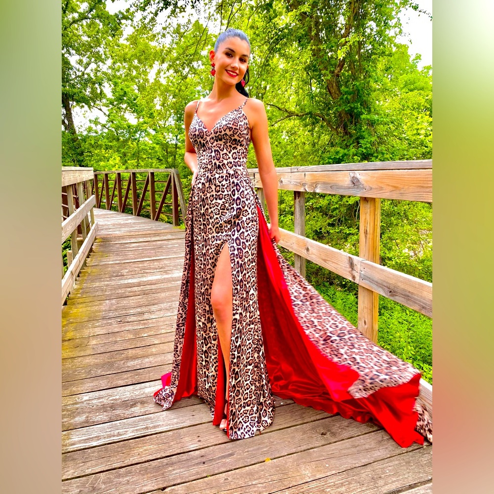 Mori Lee Madeline Gardner dress cheetah and red dress!! Size 6